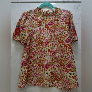 Savanna Jane Multicolor Paisley Short Sleeve Top